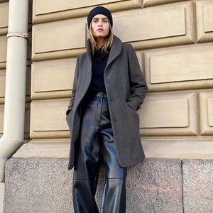 Aritzia wilfred the cocoon coat mid length - charcoal